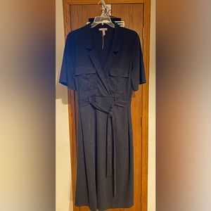 ASOS Curve Black Midi Dress with Removable Belt